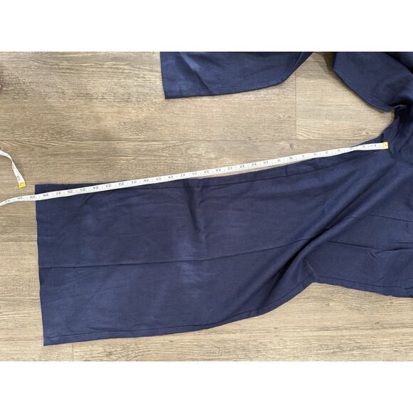 Christian Siriano Linen Blend Wide Leg Trouser Pants Size 6 Navy Blue NWT - Picture 6 of 9